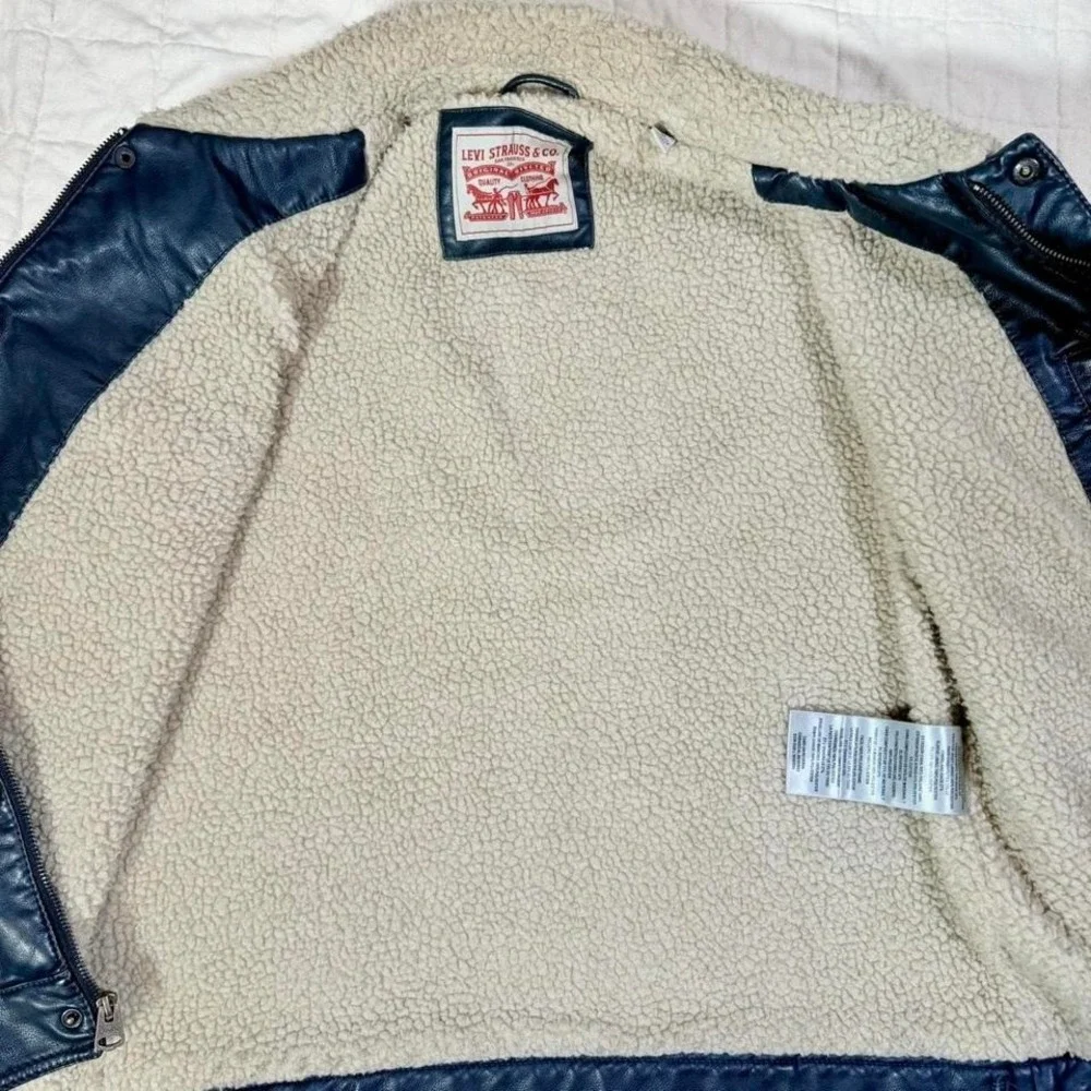 Levi's Sherpa-Lined Faux Leather Trucker‎ Jacket – Size M